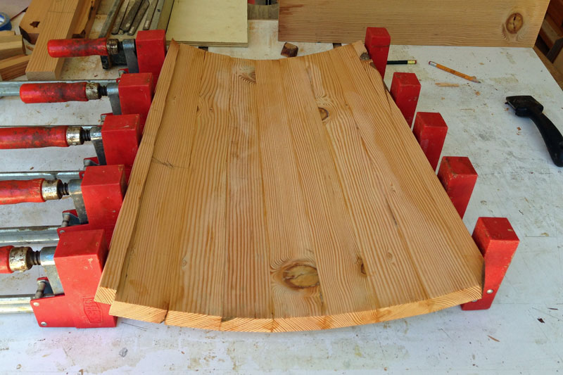 And here's the seat back fresh out of clamps.