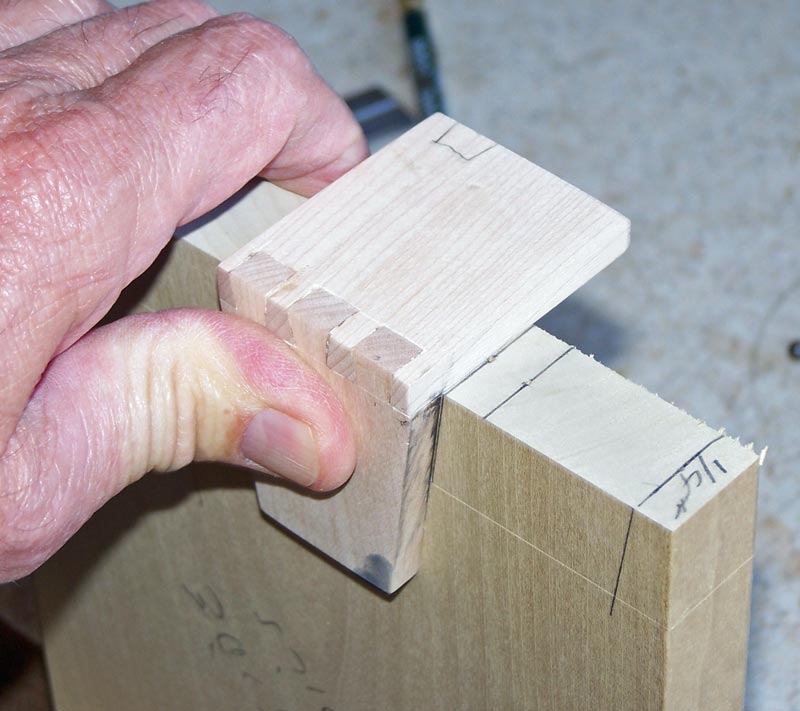 Mark the tails with the dovetail marker