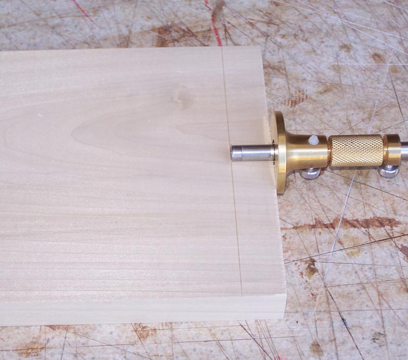 Mark thickness of tail board on pin board