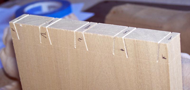 The tails cut on the bandsaw
